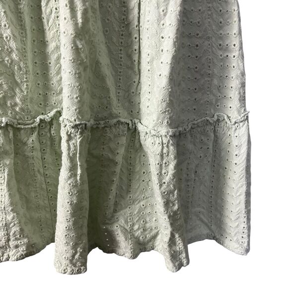 Sim & Sam Babydoll Pastel Green Eyelet Y2K Embroidered Cotton Dress Womens L - Picture 7 of 16